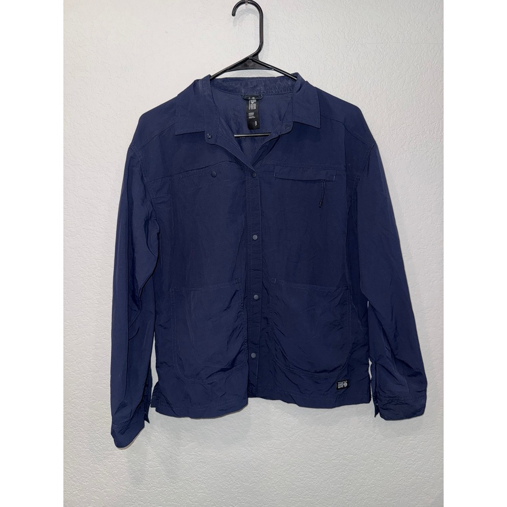 Mountain Hardwear Womens Navy Blue Snap Front Hiking Shirt OL6313 Size Small